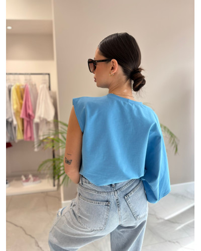 T-shirt na jedno ramię La Milla niebieski