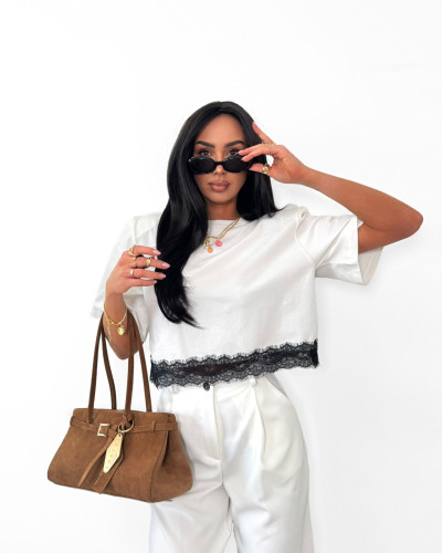 Top z koronką La Milla śmietankowy