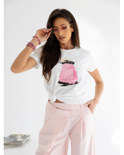 T-shirt z pieskiem By o la la...! sugar pink