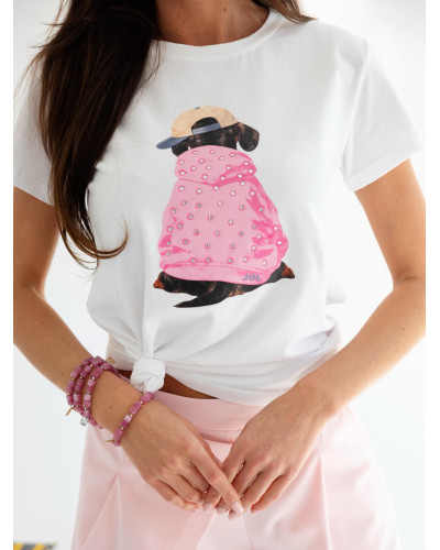 T-shirt z pieskiem By o la la...! sugar pink