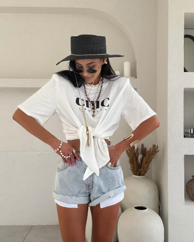 T-shirt wiązany CHIC La Milla biały