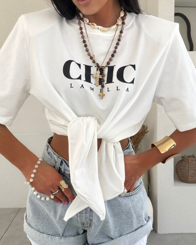 T-shirt wiązany CHIC La Milla biały