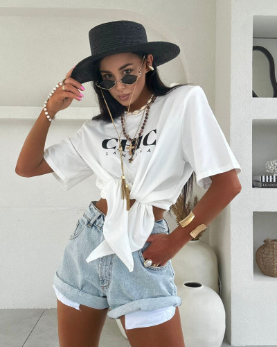 T-shirt wiązany CHIC La Milla biały