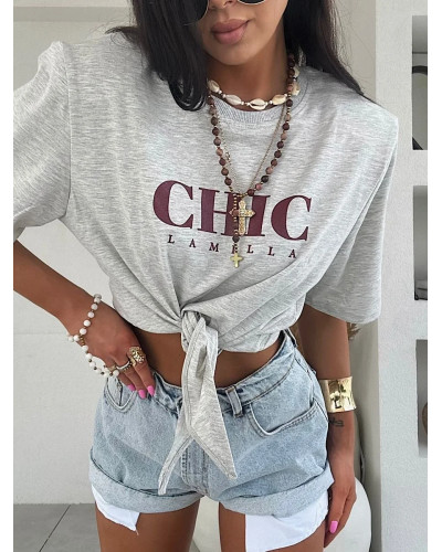 T-shirt wiązany CHIC La Milla szary