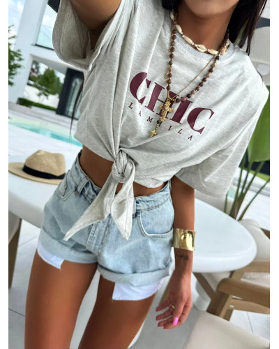 T-shirt wiązany CHIC La Milla szary