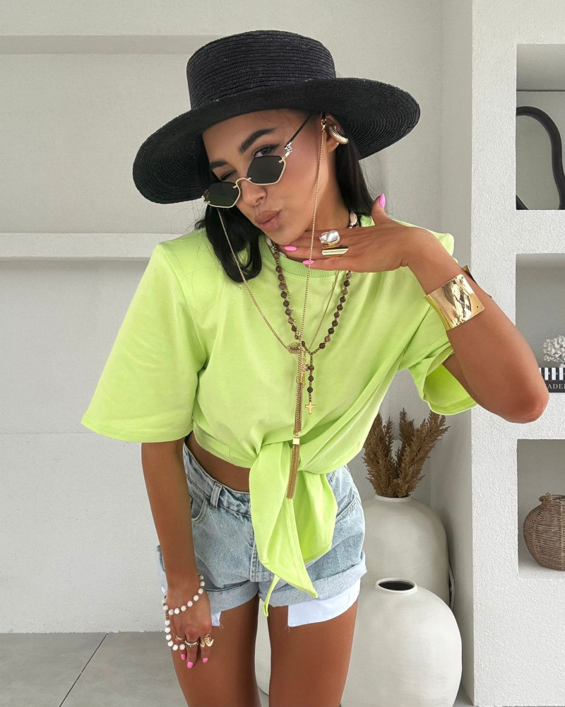 T-shirt wiązany La Milla limonkowy