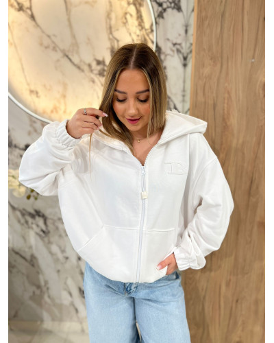 Bluza rozpinana z kapturem By o la la...! biała