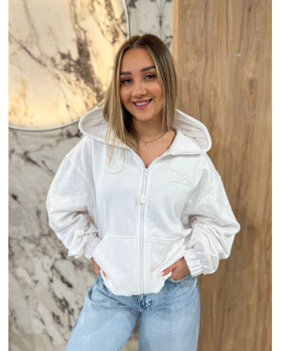 Bluza rozpinana z kapturem By o la la...! biała