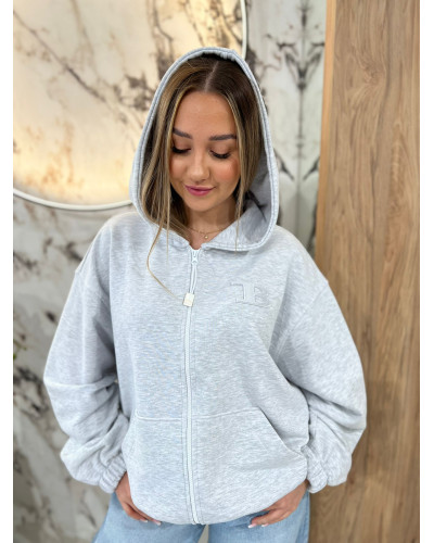 Bluza rozpinana z kapturem By o la la...! szary melanż