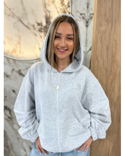 Bluza rozpinana z kapturem By o la la...! szary melanż