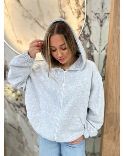 Bluza rozpinana z kapturem By o la la...! szary melanż