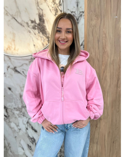 Bluza rozpinana z kapturem By o la la...! sugar pink