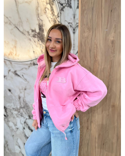 Bluza rozpinana z kapturem By o la la...! sugar pink