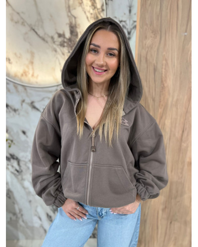 Bluza rozpinana z kapturem By o la la...! kakao