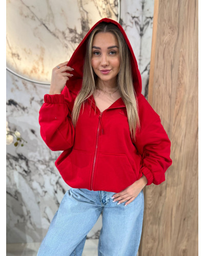 Bluza rozpinana z kapturem By o la la...! red kiss