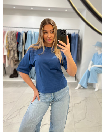 T-shirt taliowany z przeszyciem By o la la...! denim