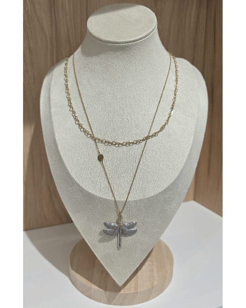 Naszyjnik podwójny Ważka By o la la...! złoty ze srebrem