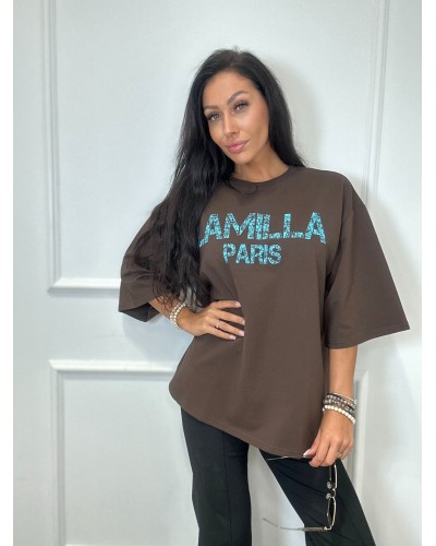 T-shirt La Milla Paris czekolada z turkusem