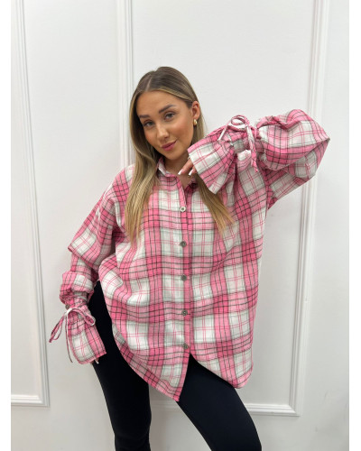 Koszula z wiązanym mankietem La Milla różowa