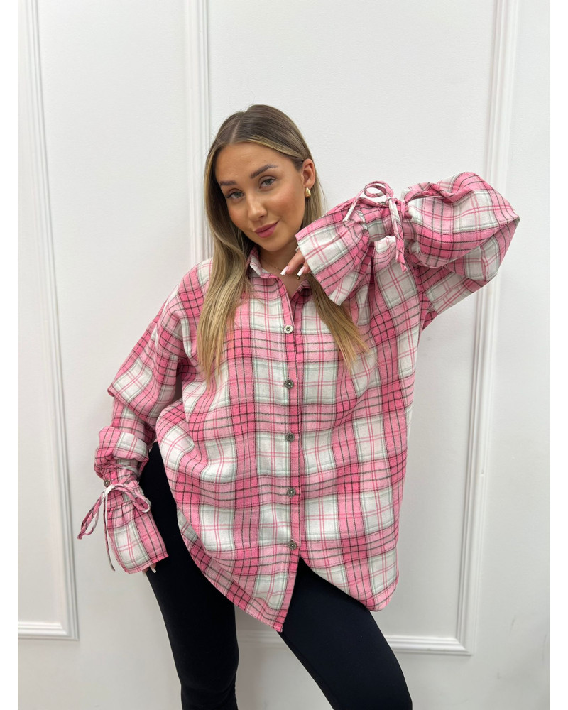 Koszula z wiązanym mankietem La Milla różowa