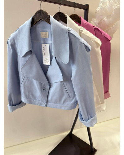 Trencz krótki z klapami a'la jeans By o la la...! różowy