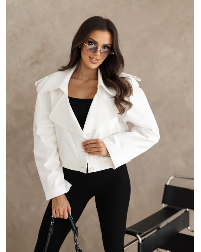 Trencz krótki z klapami a'la jeans By o la la...! śmietanowy