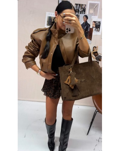 Kurtka bomberka z ekoskóry La Milla Premium camel