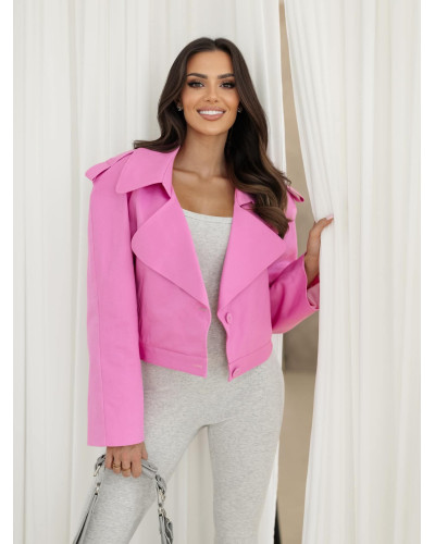 Trencz krótki z klapami a'la jeans By o la la...! różowy