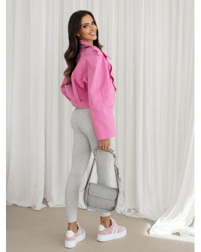 Trencz krótki z klapami a'la jeans By o la la...! różowy