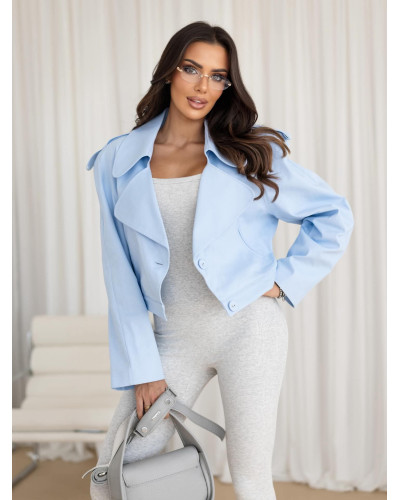 Trencz krótki z klapami a'la jeans By o la la...! niebieski