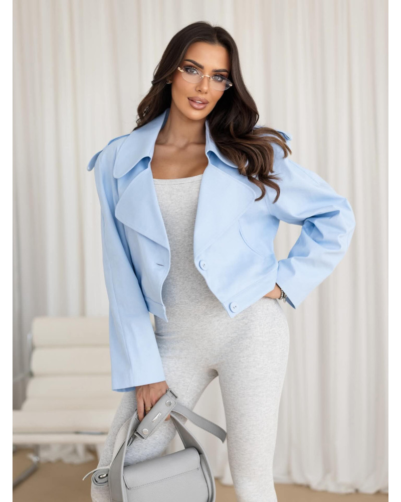 Trencz krótki z klapami a'la jeans By o la la...! niebieski