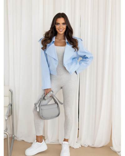 Trencz krótki z klapami a'la jeans By o la la...! niebieski