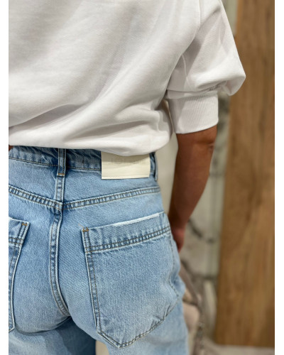 Spodnie jeansowe banany ze skośnymi przetarciami By o la la...! niebieskie