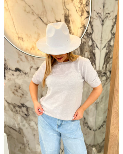 Sweter cienki z krótkim rękawem By o la la...! beżowy