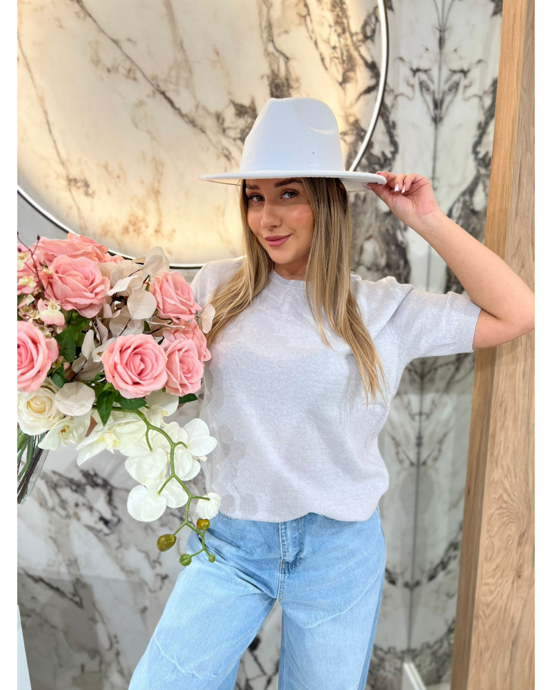 Sweter cienki z krótkim rękawem By o la la...! szary