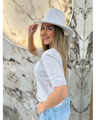 Sweter cienki z krótkim rękawem By o la la...! szary