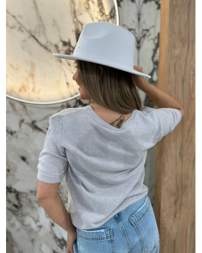 Sweter cienki z krótkim rękawem By o la la...! szary