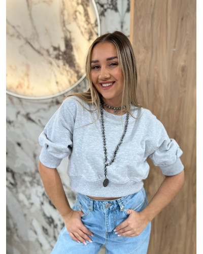 Bluza krótka By o la la...! szary melanż