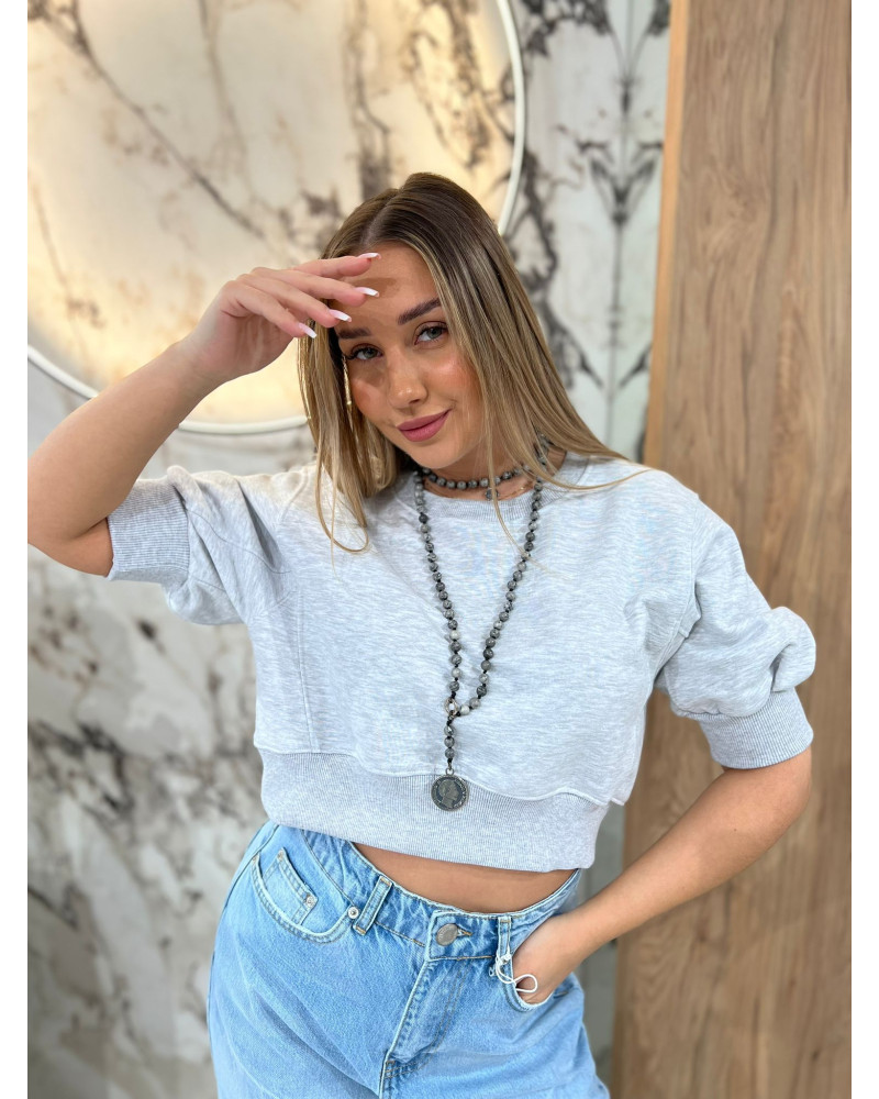 Bluza krótka By o la la...! szary melanż