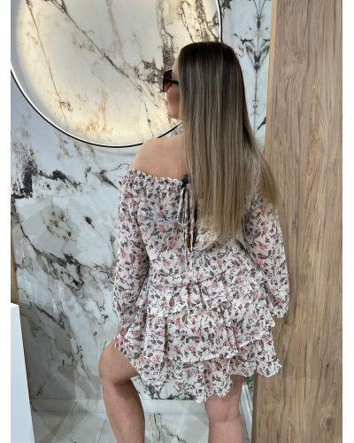 Sukienka hiszpanka w kwiaty By o la la...! beżowa