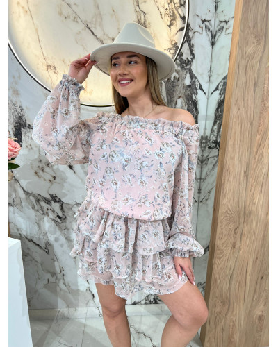 Sukienka hiszpanka w kwiaty By o la la...! różowa