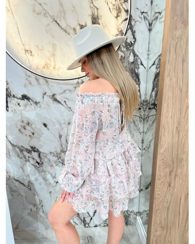 Sukienka hiszpanka w kwiaty By o la la...! różowa