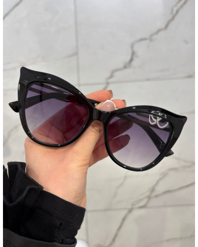 Okulary przeciwsłoneczne Kocie Oko czarne ze złotem