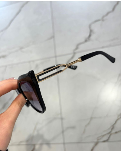 Okulary przeciwsłoneczne Kocie Oko czarne ze złotem