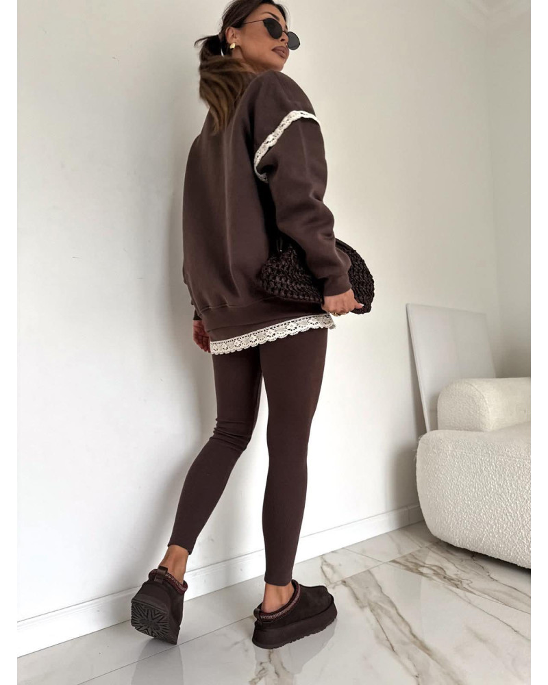 Legginsy prążkowane Lila czekoladowe