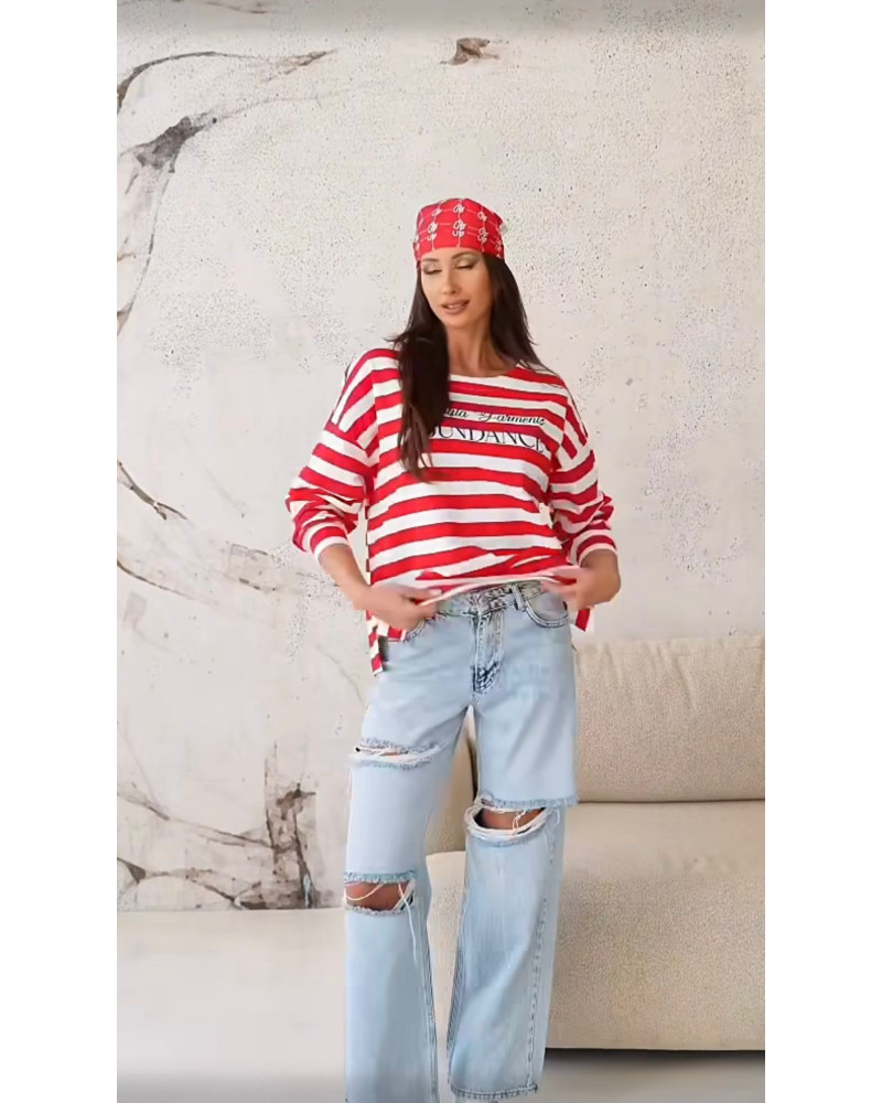 Bluza w paski By o la la...! Garments red kiss