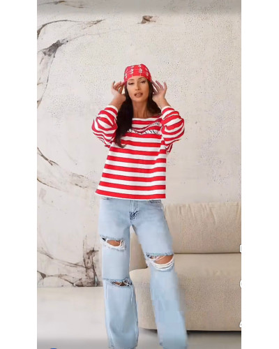 Bluza w paski By o la la...! Garments red kiss