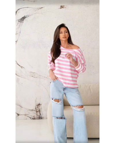 Bluza w paski By o la la...! Garments sugar pink