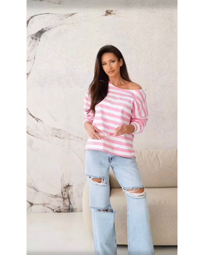 Bluza w paski By o la la...! Garments sugar pink