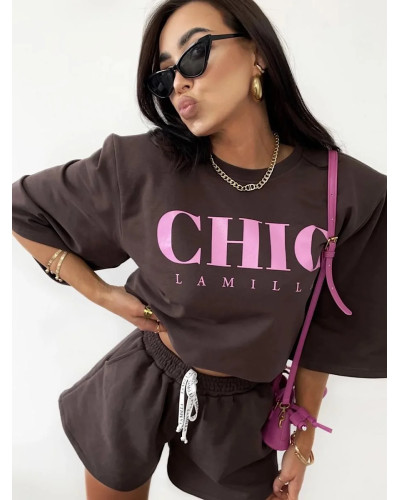 T-shirt oversize CHIC La Milla czekoladowy